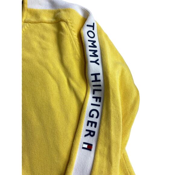 Tommy Hilfiger Women's Size Large Yellow Sweater Logo Y2K Retro Top Long-Sleeve - Picture 6 of 7